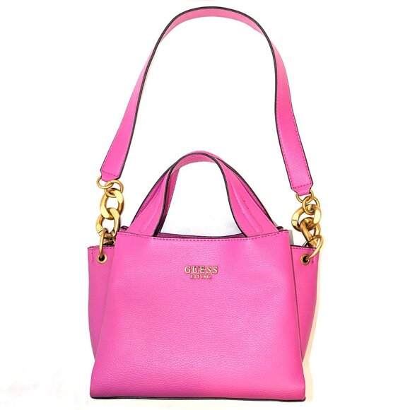 Guess | Zed Pebbled Small Girlfriend Carryall Purse in Fuchsia Pink | One Size - Picture 6 of 13
